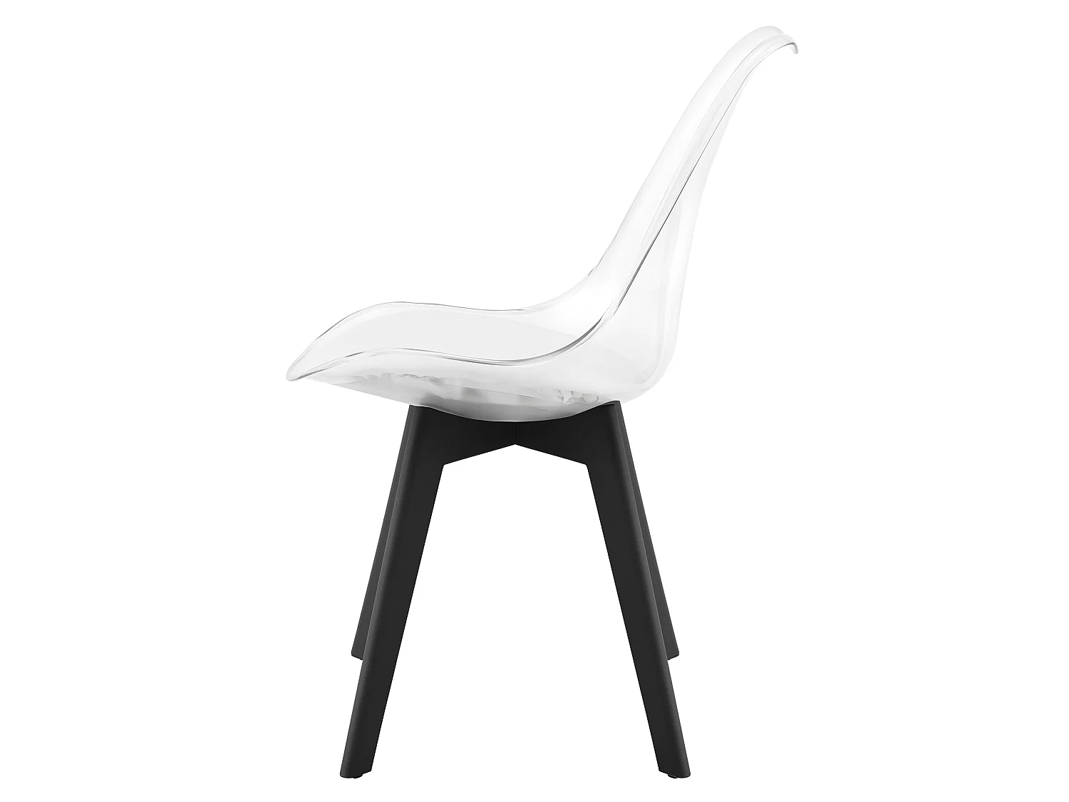 Transparante eetkamerstoel MARK met zwarte poten 82x49x47 cm