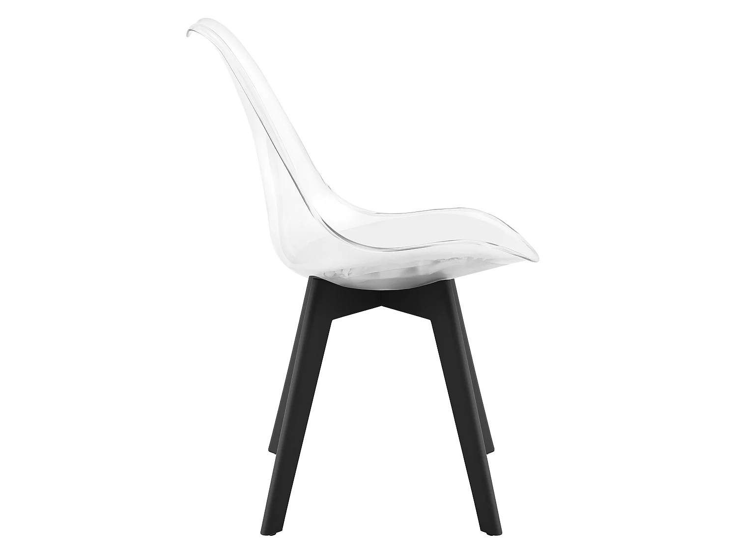 Transparante eetkamerstoel MARK met zwarte poten 82x49x47 cm