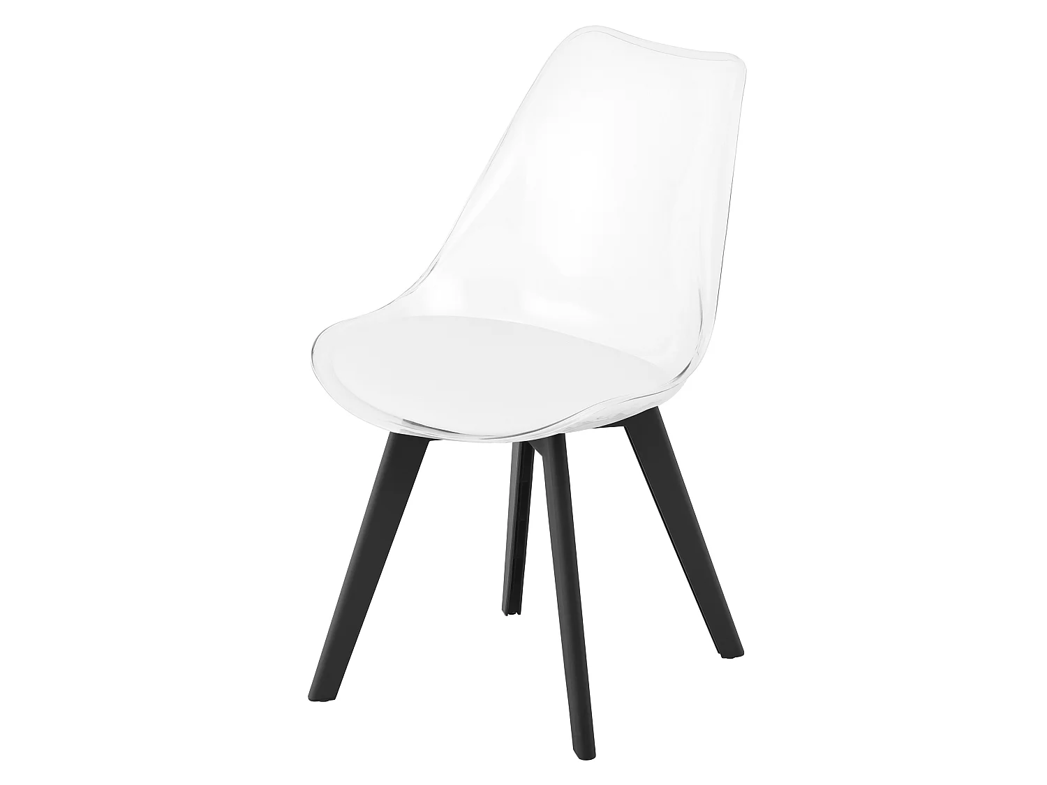 Transparante eetkamerstoel MARK met zwarte poten 82x49x47 cm
