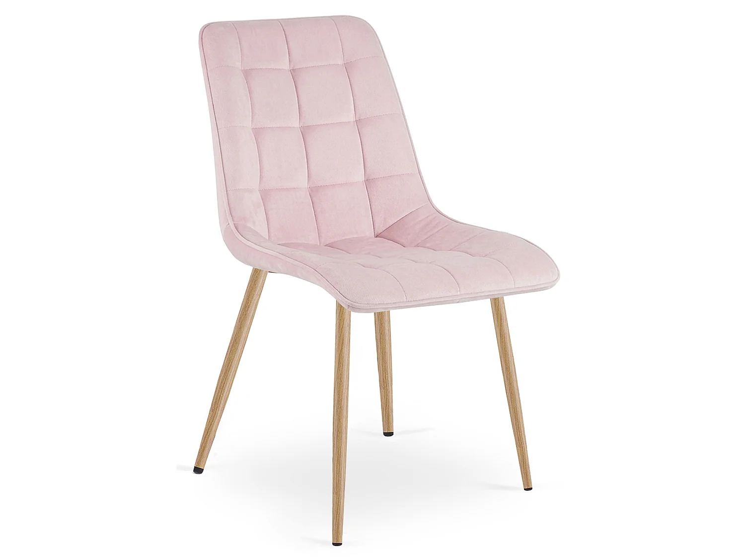 Chaise de salle à manger et cuisine en velours rose clair pieds chêne 2x 49x60x88 cm