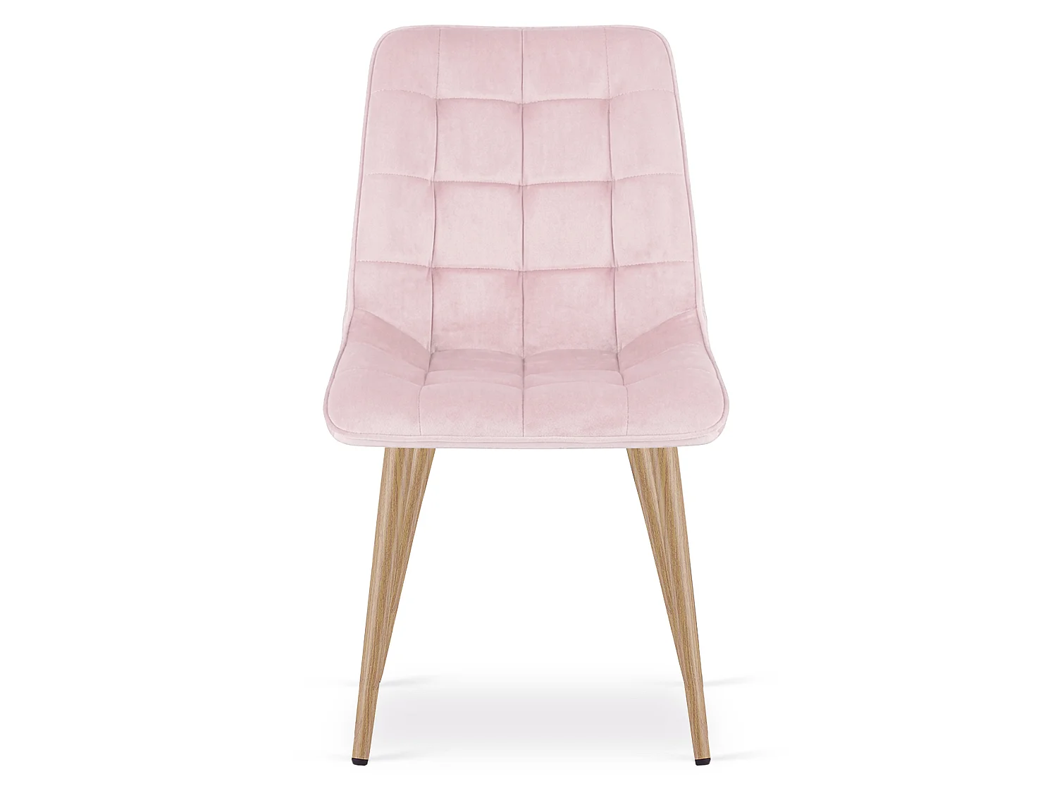 Chaise de salle à manger et cuisine en velours rose clair pieds chêne 2x 49x60x88 cm
