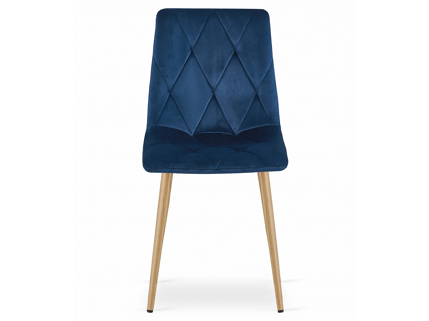 Eetkamerstoel LIBRA fluweel donkerblauw houtkleurige poten 86,5 cm