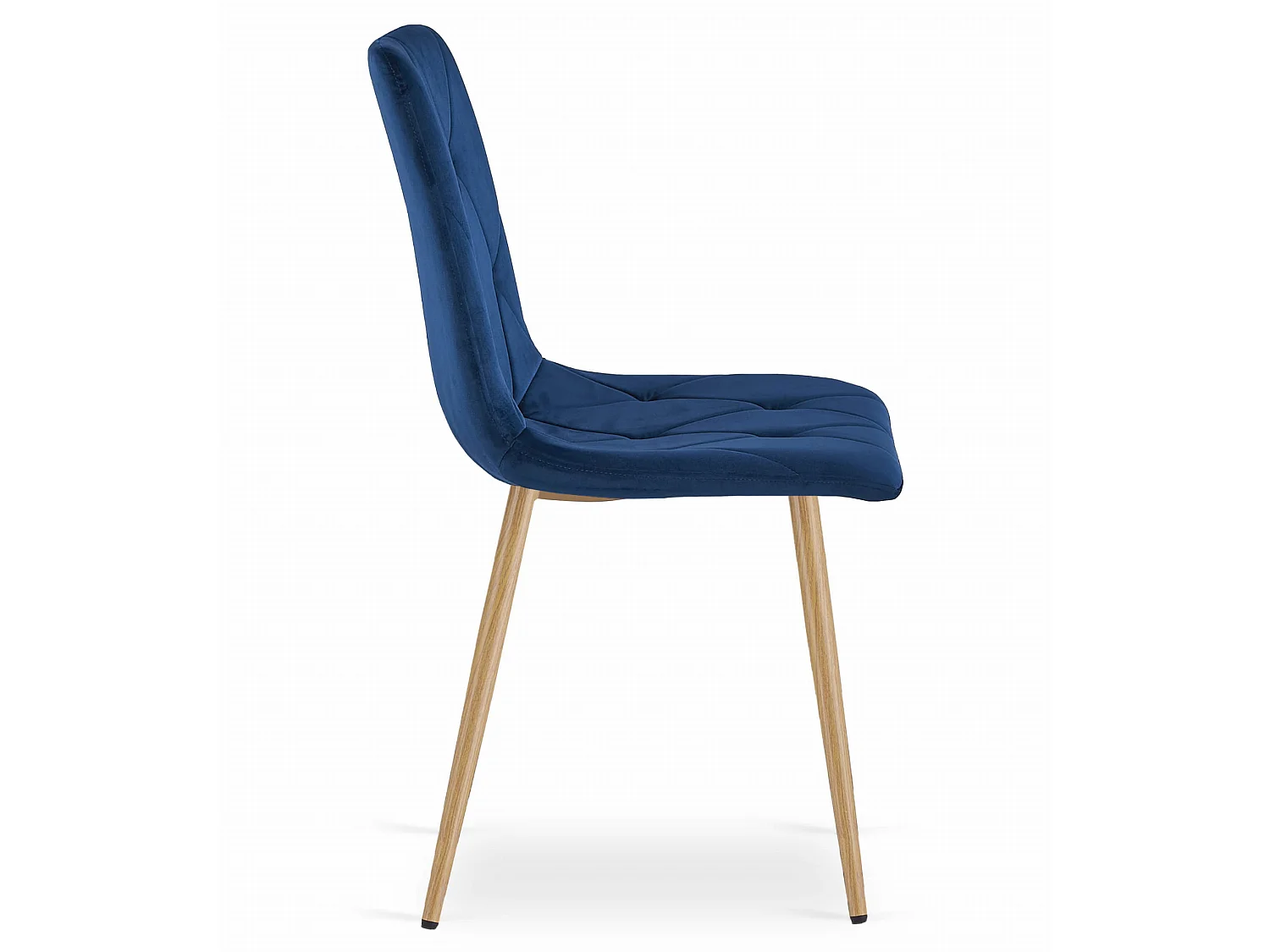 Eetkamerstoel LIBRA fluweel donkerblauw houtkleurige poten 86,5 cm