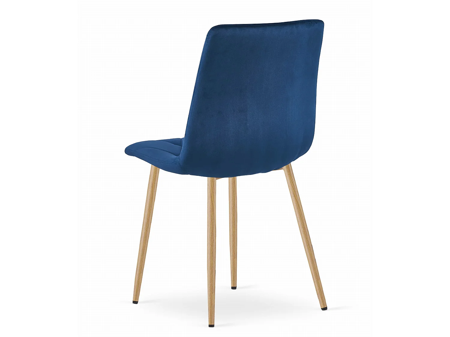 Eetkamerstoel LIBRA fluweel donkerblauw houtkleurige poten 86,5 cm