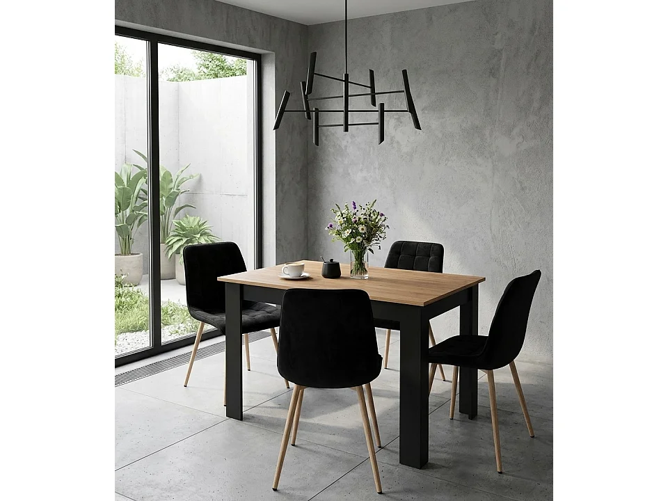 Eetkamerstoel SPLIT fluweel zwart eiken poten 49x60x88 cm
