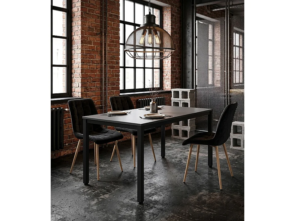 Eetkamerstoel SPLIT fluweel zwart eiken poten 49x60x88 cm