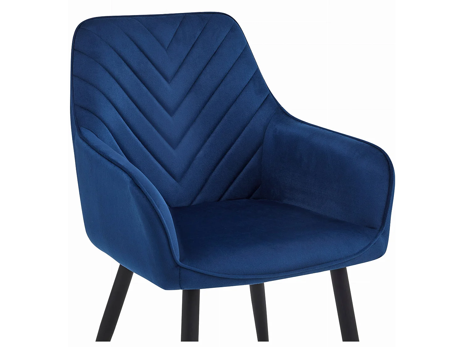Chaise de salle à manger et cuisine en velours bleu marine, pieds noirs 54x61x83,5 cm