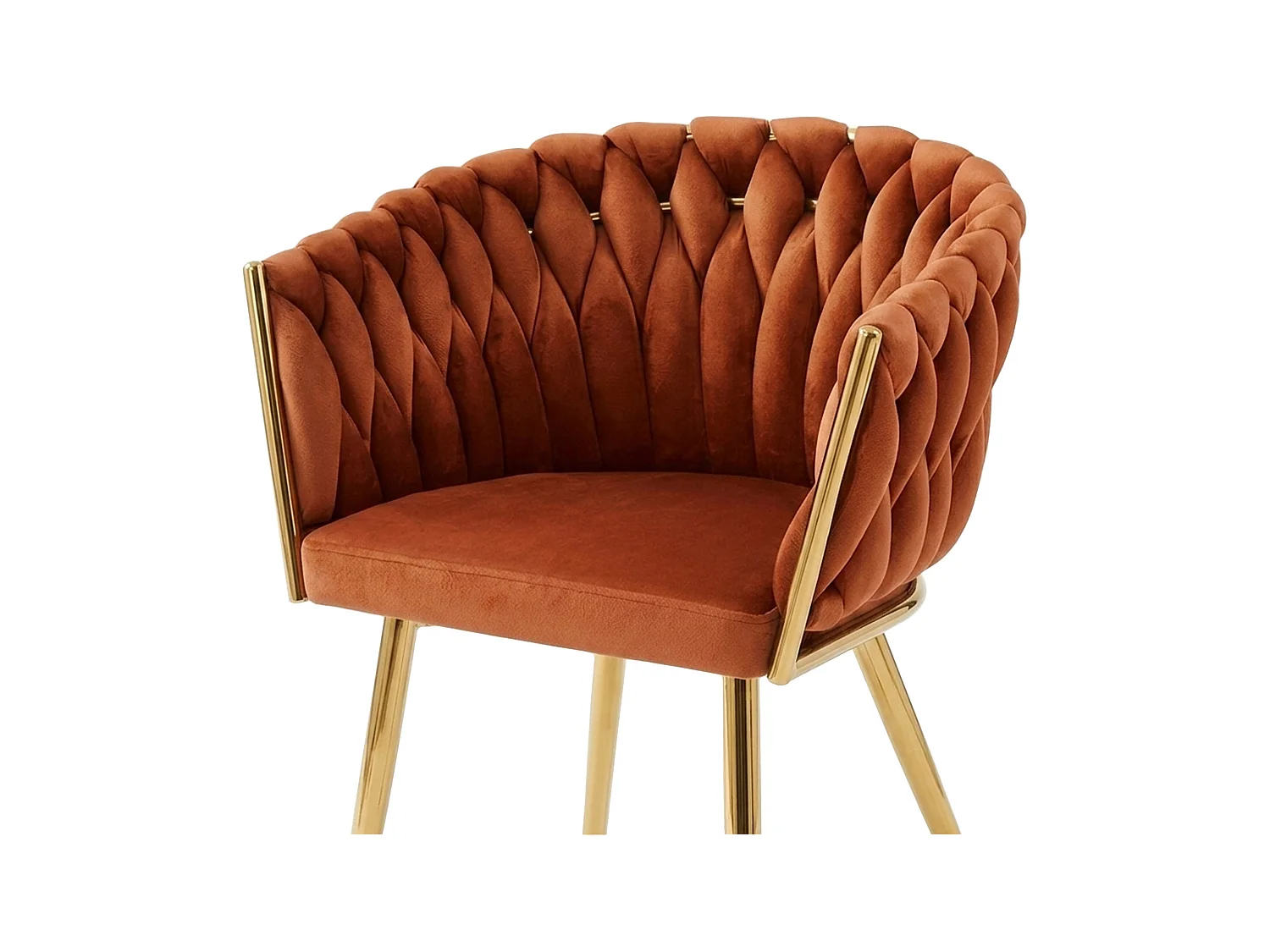 Chaise de salle à manger et cuisine ORION en velours cuivre, pieds dorés, lot de 2