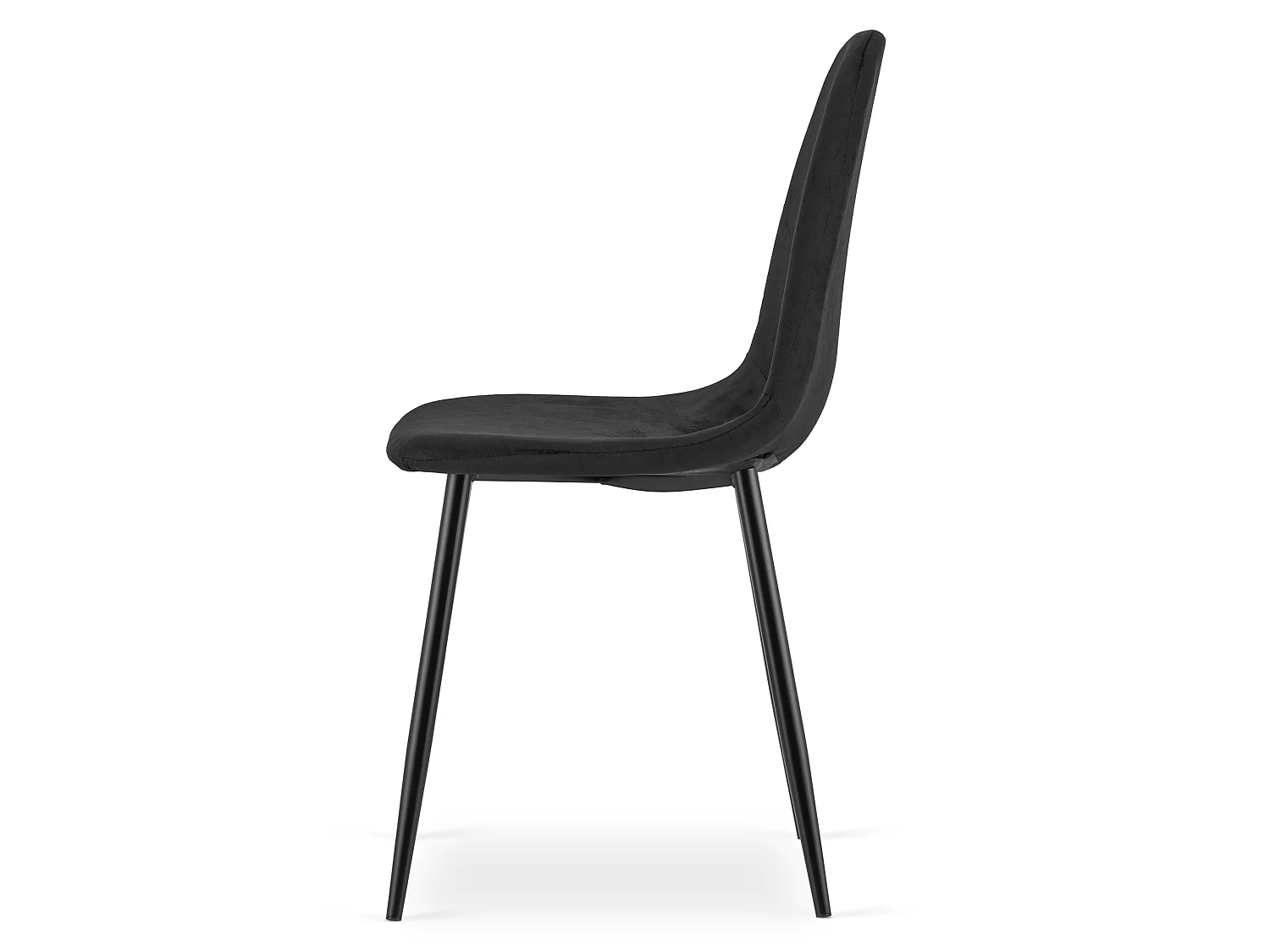 Eetkamerstoel PADVA fluweel zwart metalen poten 87x44,5x53 cm