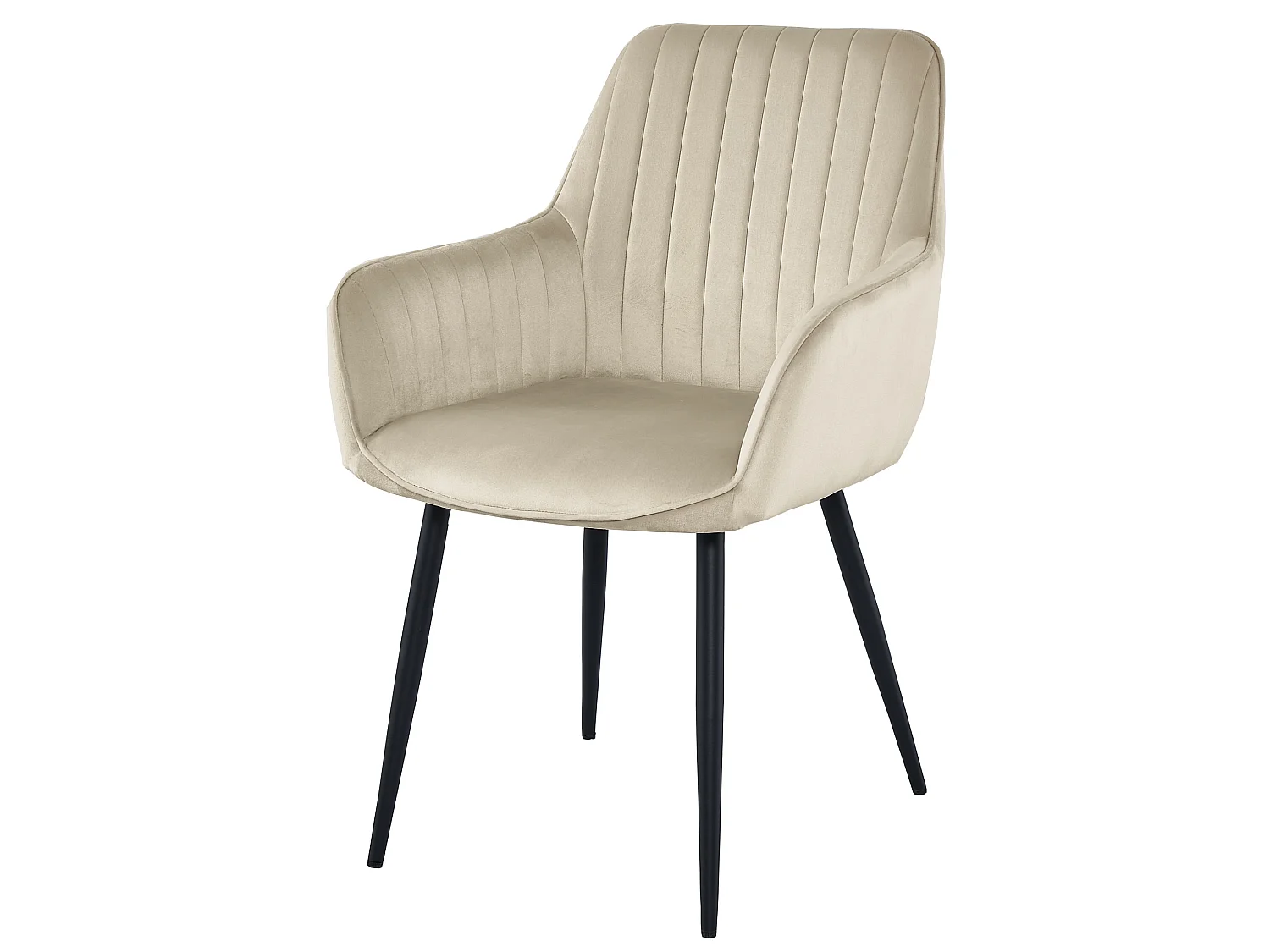 Chaise de salle à manger et cuisine SOLDEN en velours beige, pieds noirs 83,5 cm