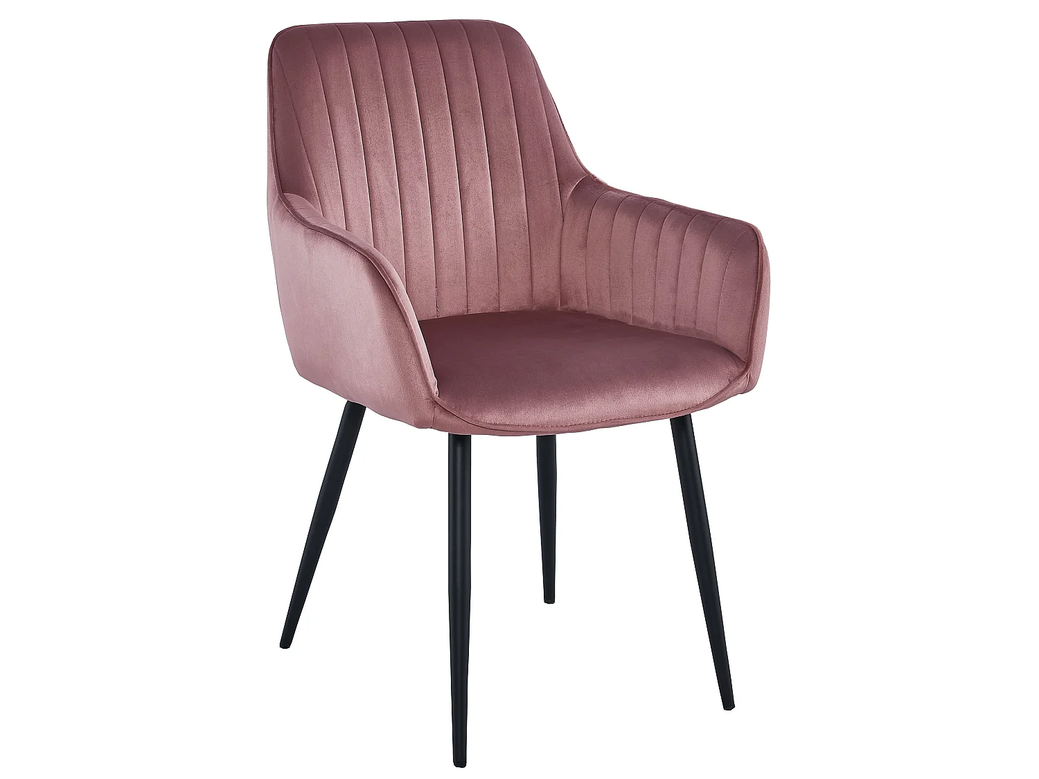 Chaise de salle à manger et cuisine SOLDEN en velours rose, pieds noirs, lot de 2