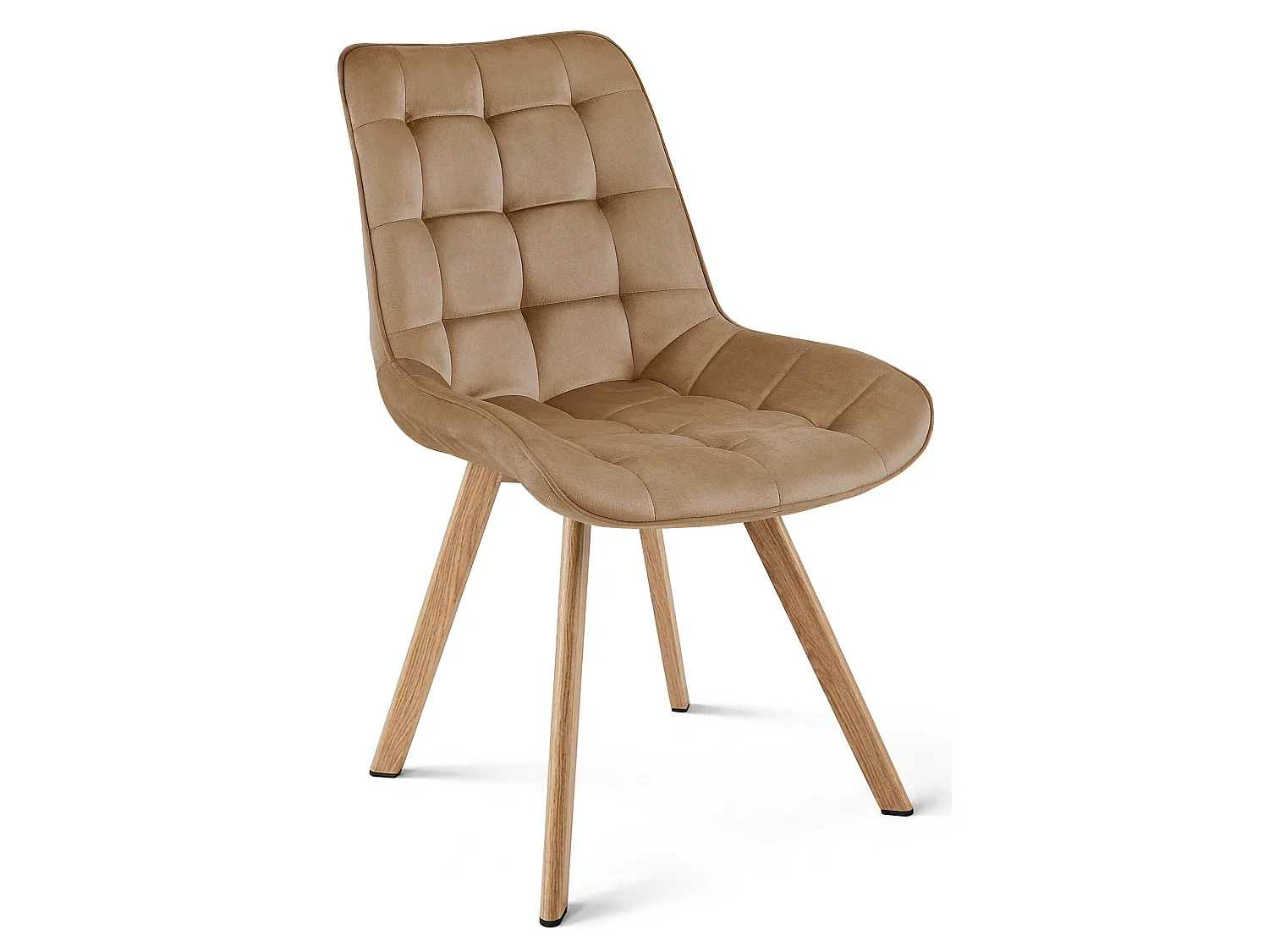 Chaise de salle à manger SORIA en velours brun, pieds chêne x 4 86x53x59 cm