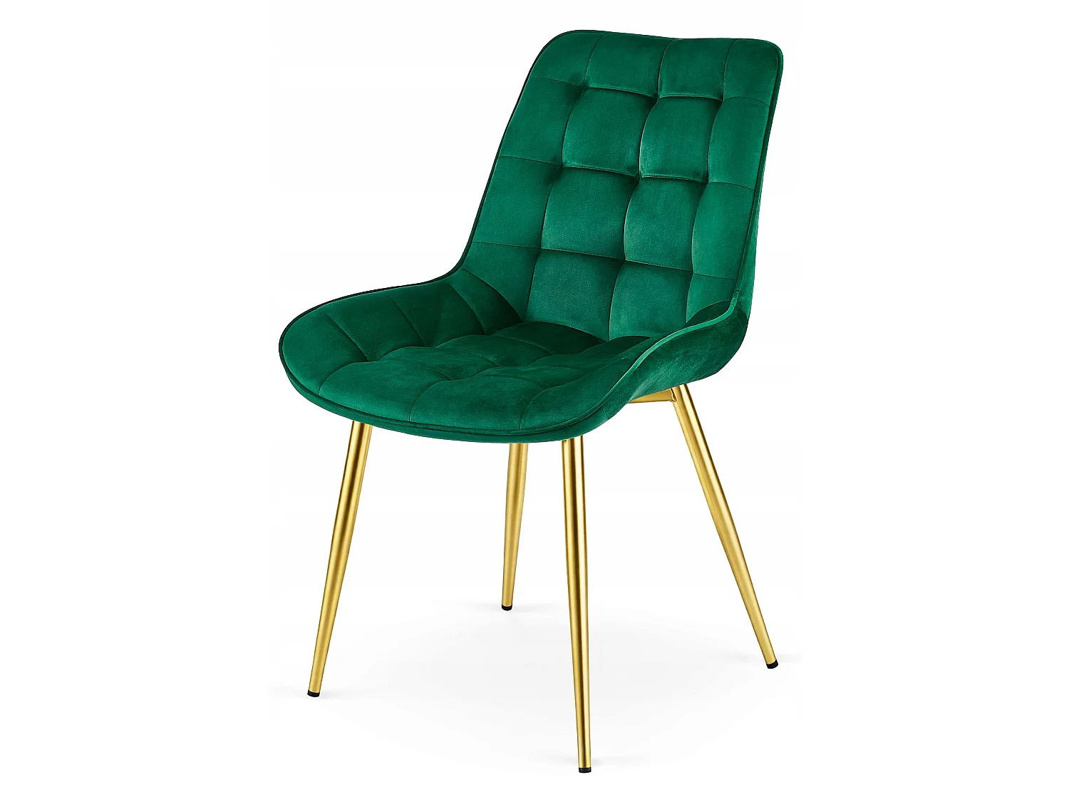 Chaise de salle à manger et cuisine BERA en velours vert, pieds dorés 54x60x88 cm