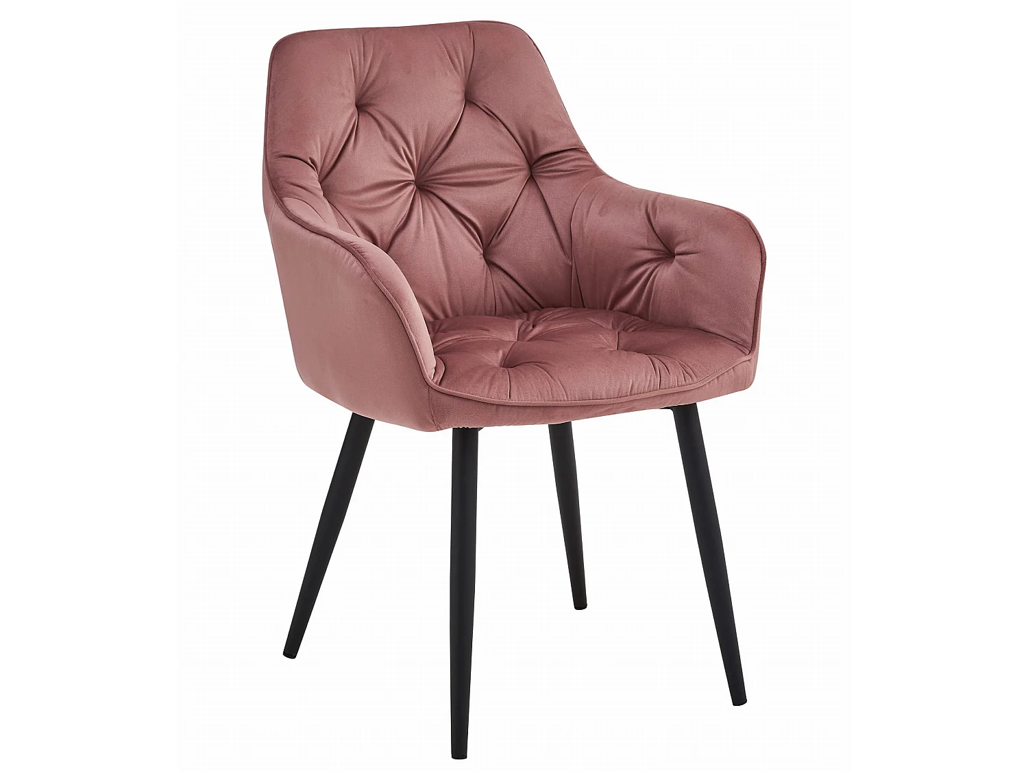 Chaise de salle à manger et cuisine en velours rose, pieds noirs, JORK x 2