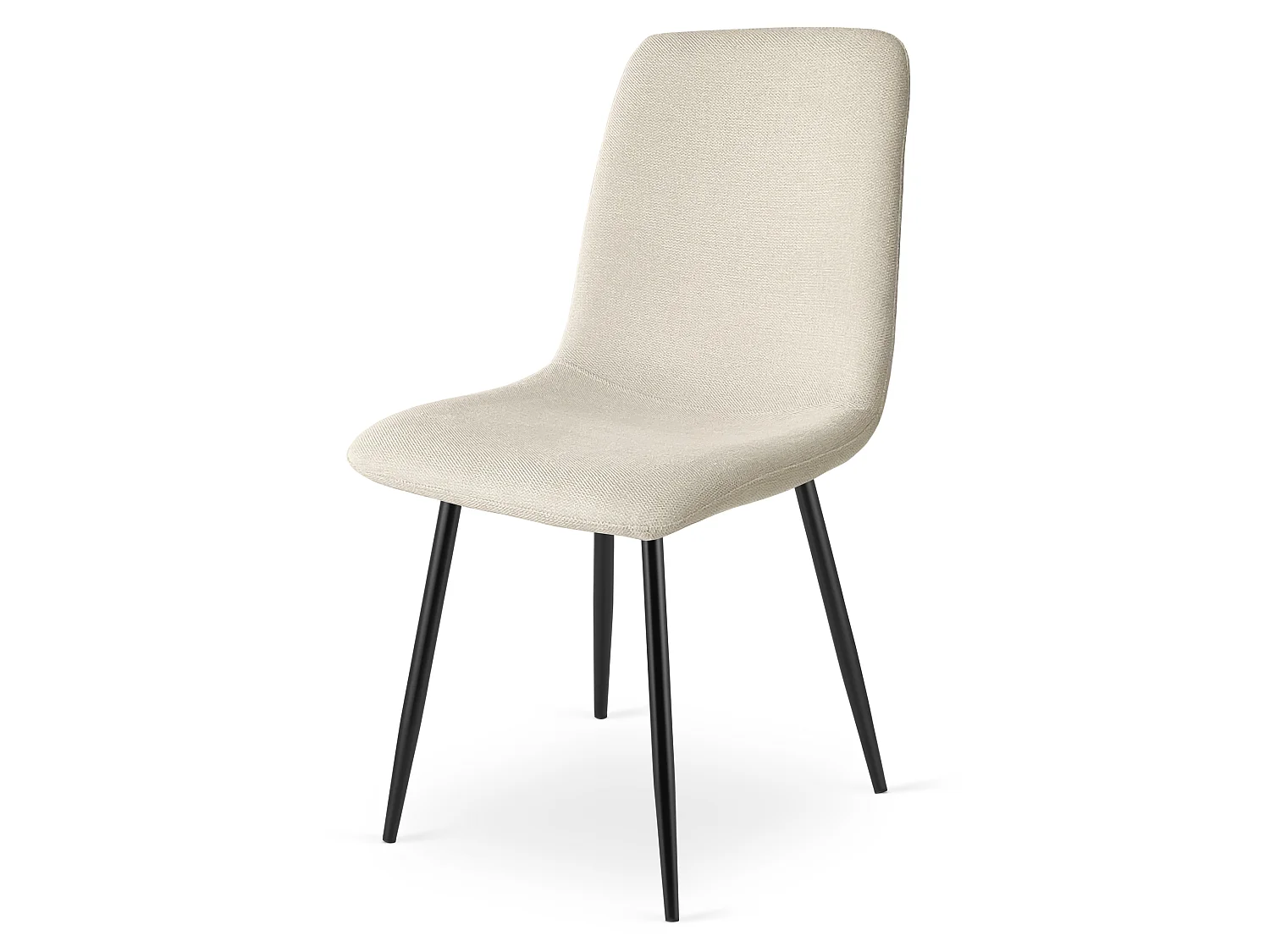Chaise de salle à manger et cuisine rembourrée en tissu beige pieds noirs 87x46x55 cm