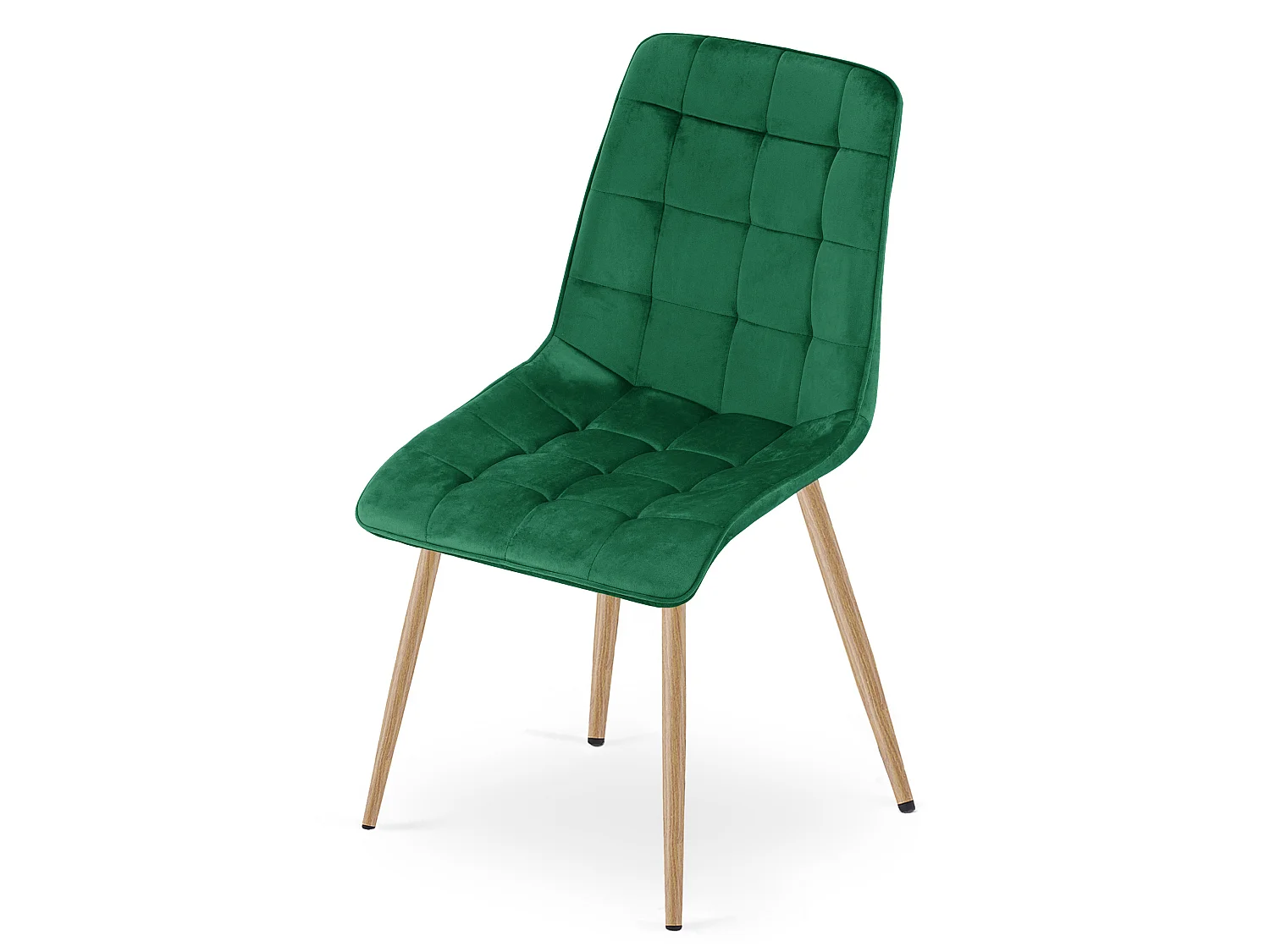 Chaise de salle à manger et cuisine SPLIT en velours vert, pieds chêne 49x60x88 cm