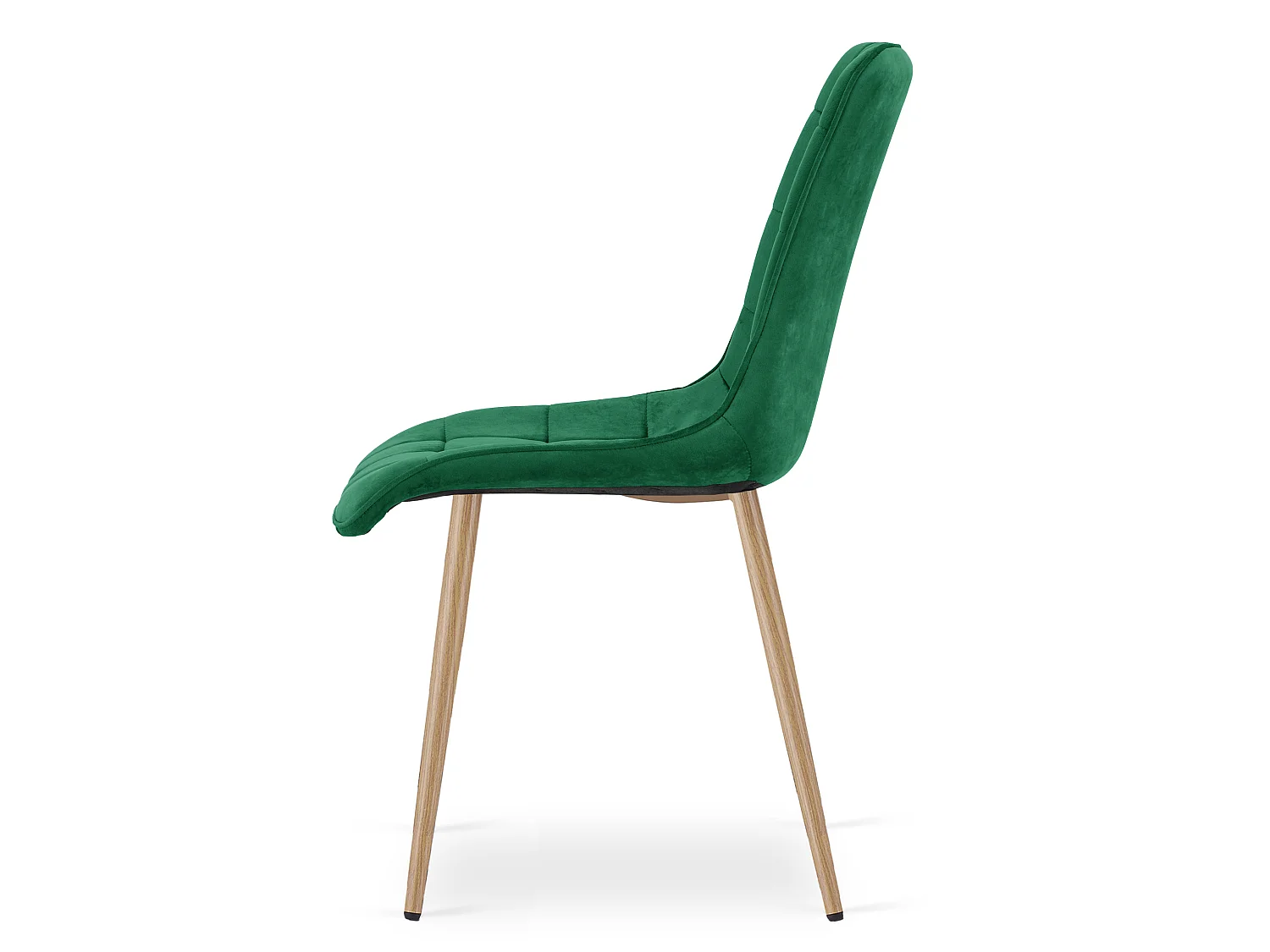 Chaise de salle à manger et cuisine SPLIT en velours vert, pieds chêne 49x60x88 cm
