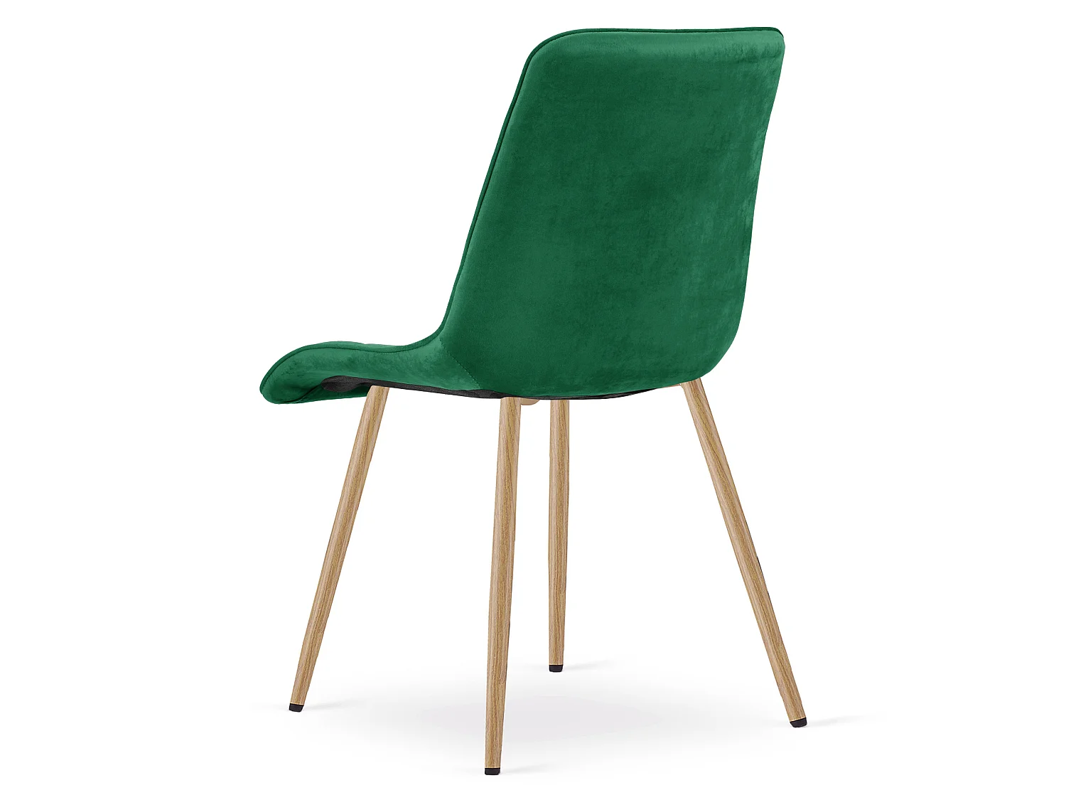 Chaise de salle à manger et cuisine SPLIT en velours vert, pieds chêne 49x60x88 cm