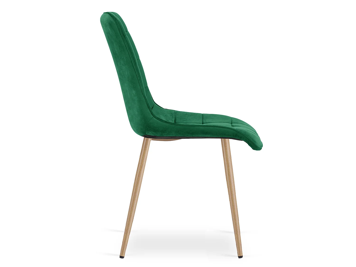 Chaise de salle à manger et cuisine SPLIT en velours vert, pieds chêne 49x60x88 cm