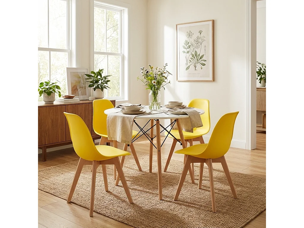 Chaise de salle à manger et cuisine KITO en polypropylène jaune 80x46x54,5 cm