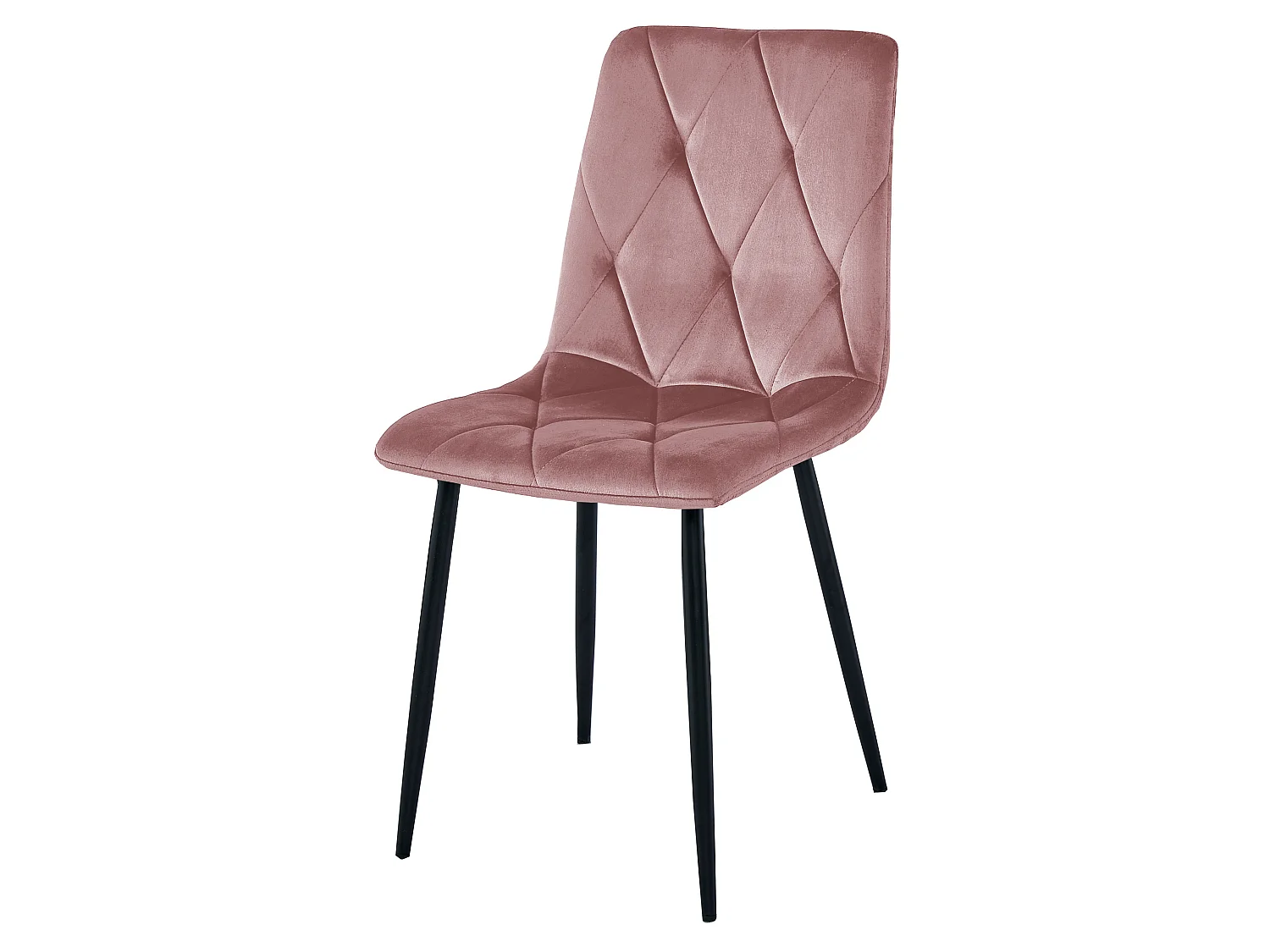 Eetkamerstoel LIBRA fluweel met zwarte poten roze 44x54,5x88,5 cm