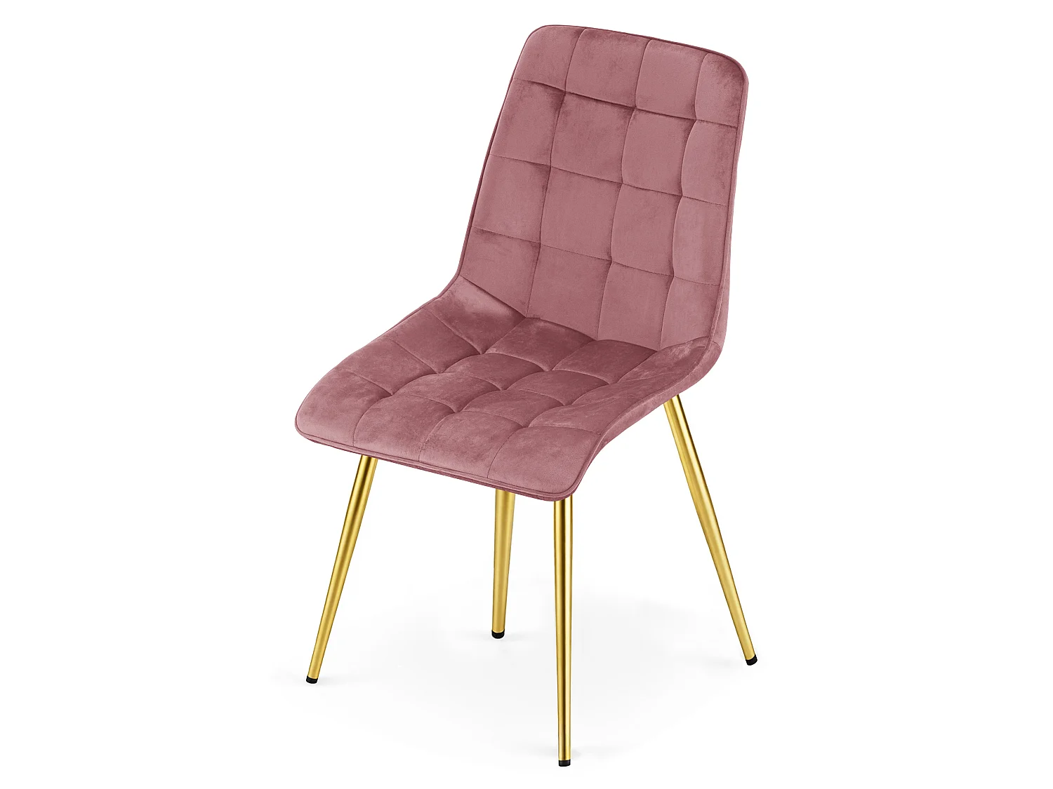 Chaise de salle à manger et cuisine SPLIT en velours rose foncé pieds dorés 88x49x60 cm