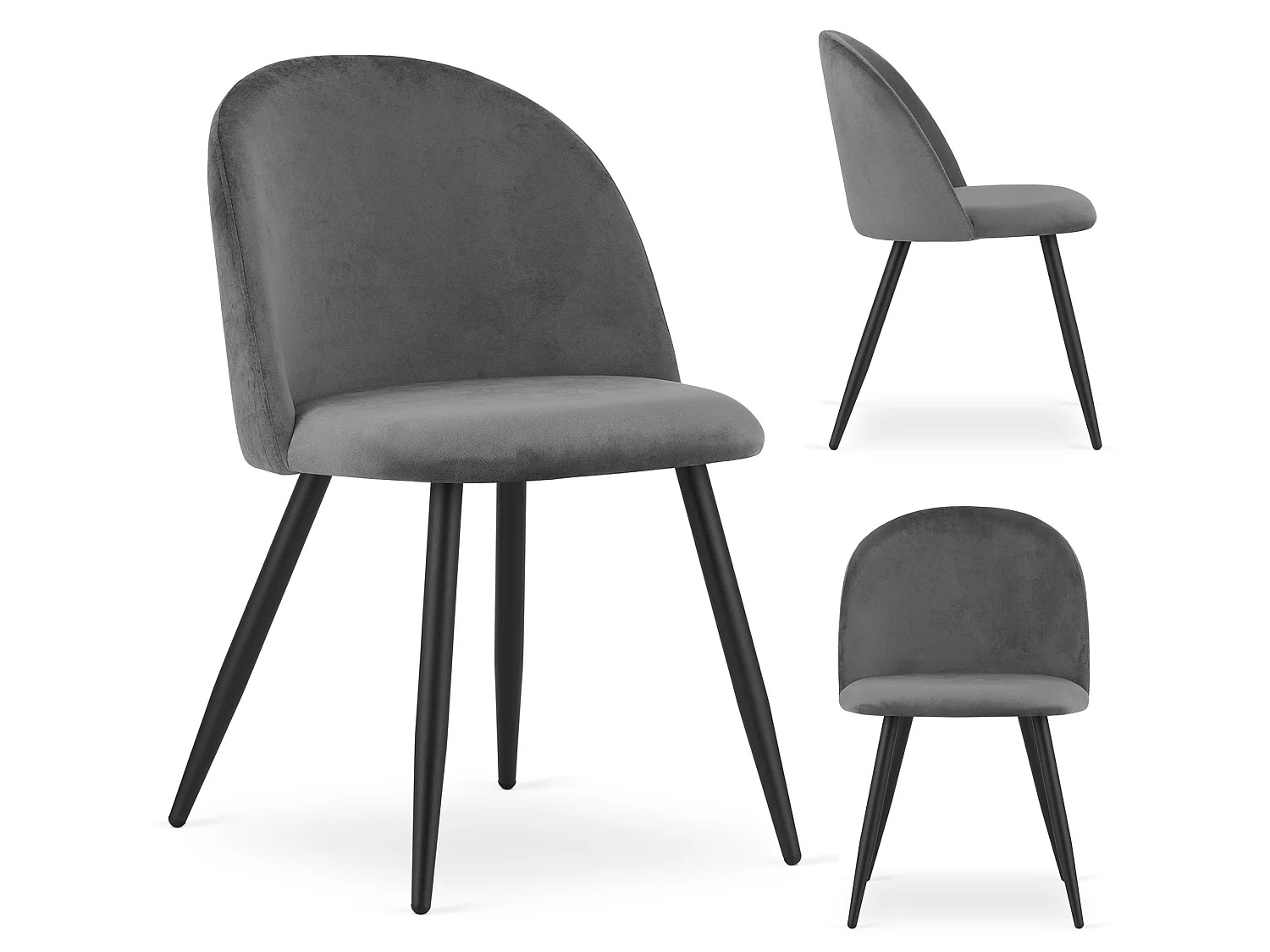 Eetkamerstoel BELLO ergonomisch fluweel donkergrijs 76,5 cm
