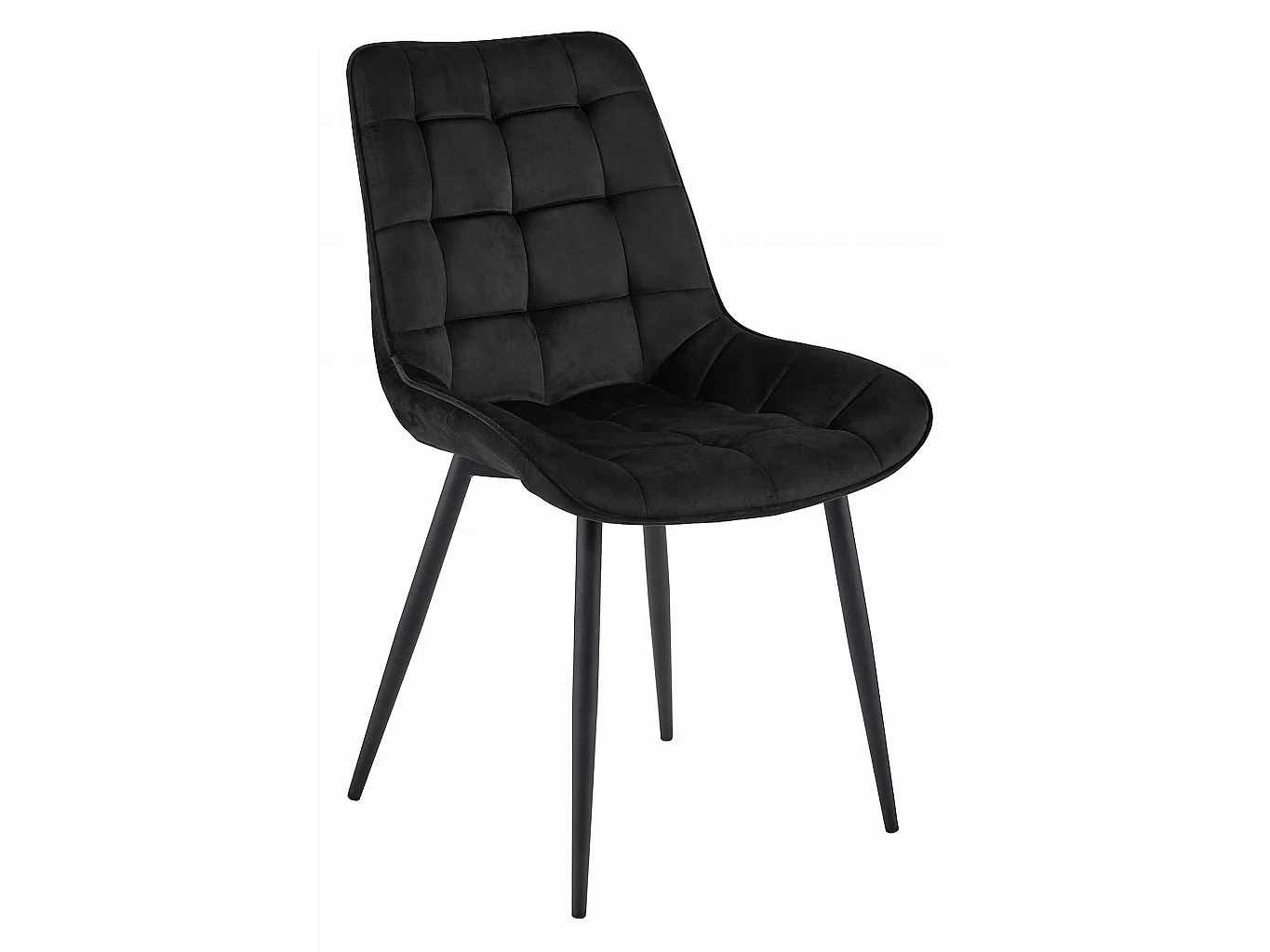 Chaise de salle à manger et cuisine BERA en velours noir, pieds noirs x 4, 88 cm