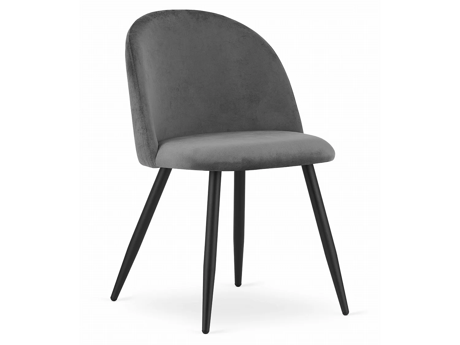 BELLO Esszimmerstuhl Samt Dunkelgrau schwarze Beine 3er-Set 76,5 cm