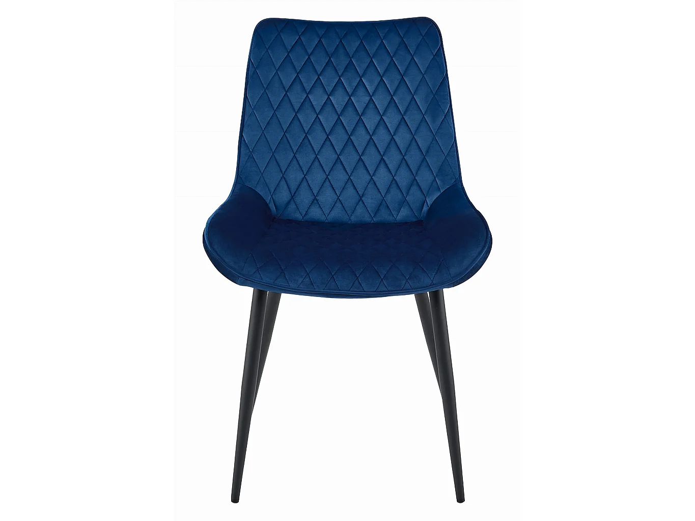 Chaise de salle à manger et cuisine VERDO en velours bleu marine, pieds noirs, 4 pièces