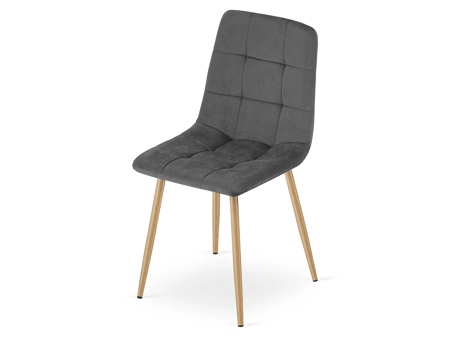 Eetkamerstoel KARA fluweel donkergrijs houten look poten 44,5x50,5x87 cm