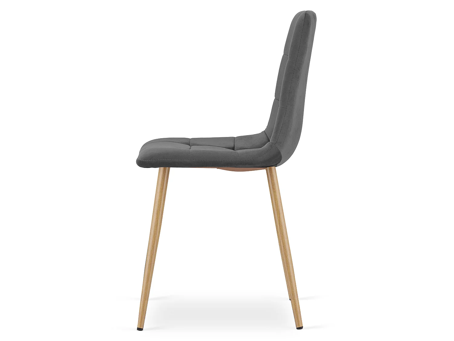 Eetkamerstoel KARA fluweel donkergrijs houten look poten 44,5x50,5x87 cm