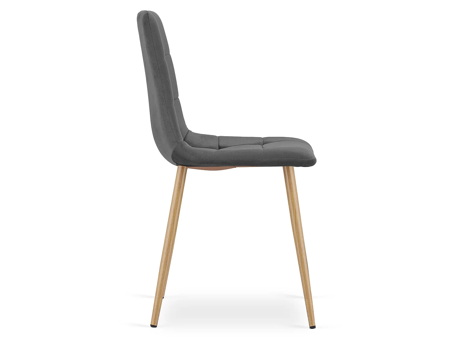 Eetkamerstoel KARA fluweel donkergrijs houten look poten 44,5x50,5x87 cm
