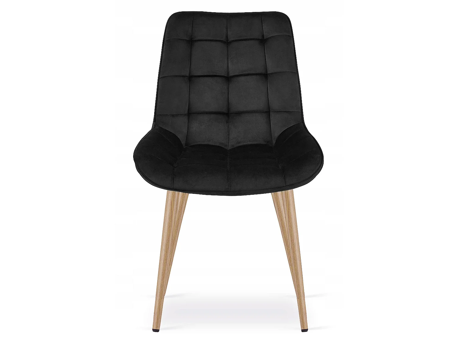 Chaise de salle à manger et cuisine BERA en velours noir, pieds chêne x 4