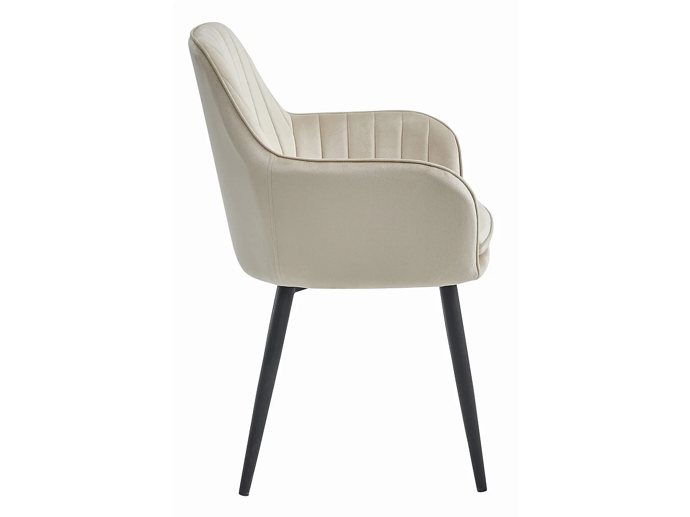 Esszimmerstuhl LUGO Samtbezug Beige Metallbeine Schwarz 86,5x57,5x56,5 cm