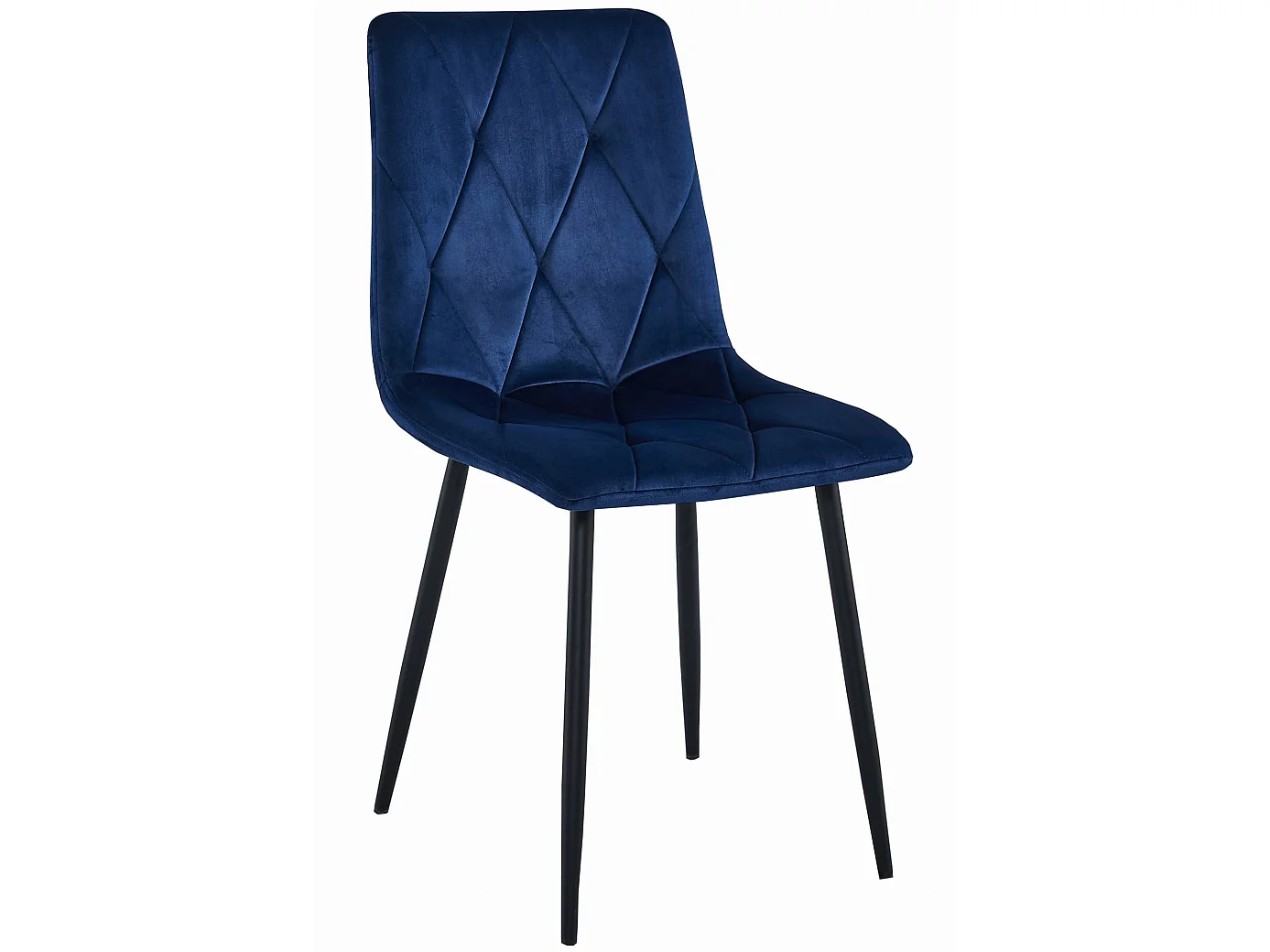 Chaise de salle à manger LIBRA en velours bleu marine, pieds noirs, 2x 88,5 cm