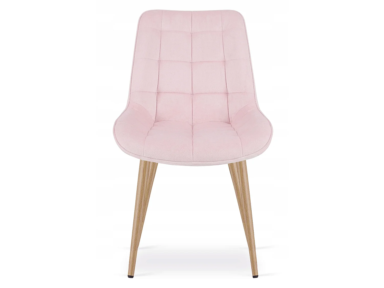 Chaise de salle à manger et cuisine BERA en velours rose clair, pieds chêne 54x60x88 cm