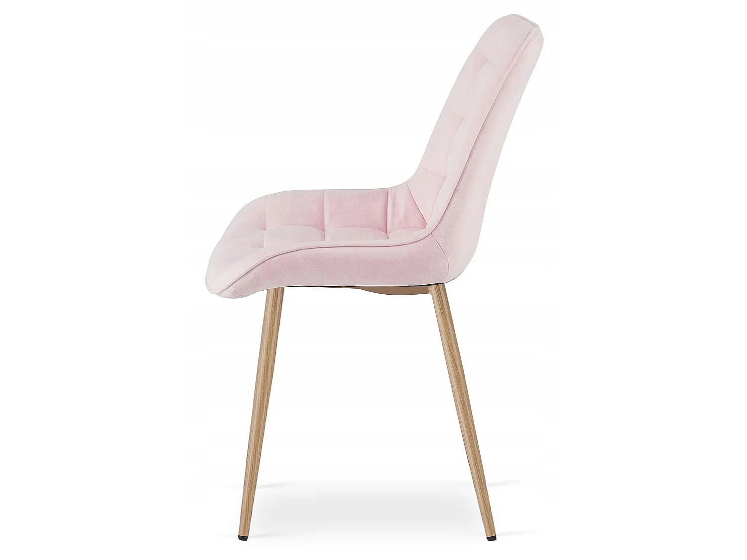 Chaise de salle à manger et cuisine BERA en velours rose clair, pieds chêne 54x60x88 cm