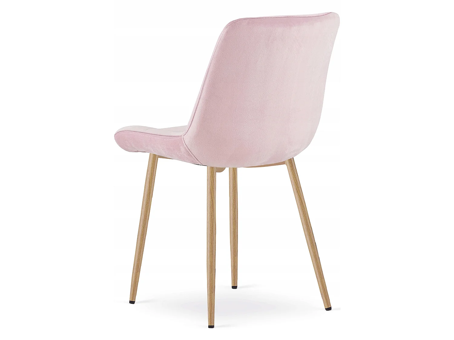 Chaise de salle à manger et cuisine BERA en velours rose clair, pieds chêne 54x60x88 cm