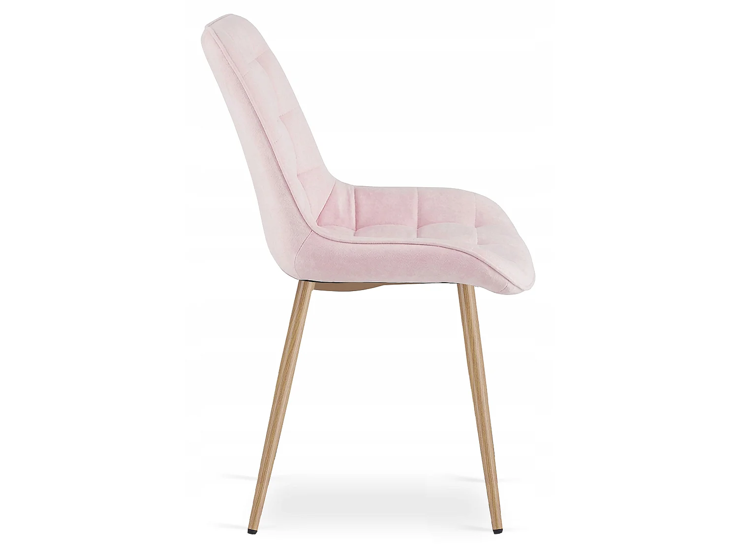 Chaise de salle à manger et cuisine BERA en velours rose clair, pieds chêne 54x60x88 cm