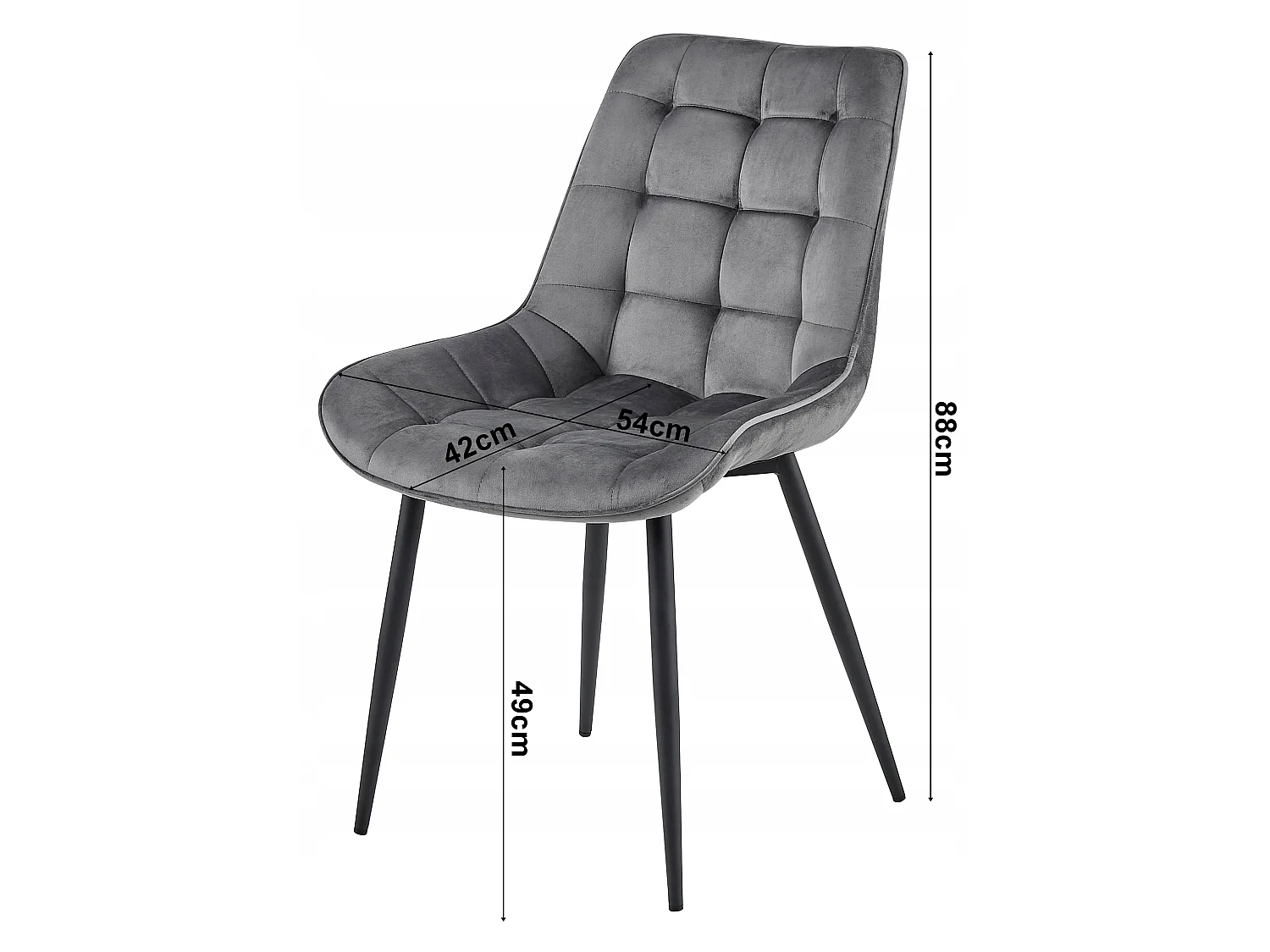 Chaise de salle à manger et cuisine BERA en velours rose clair, pieds chêne 54x60x88 cm