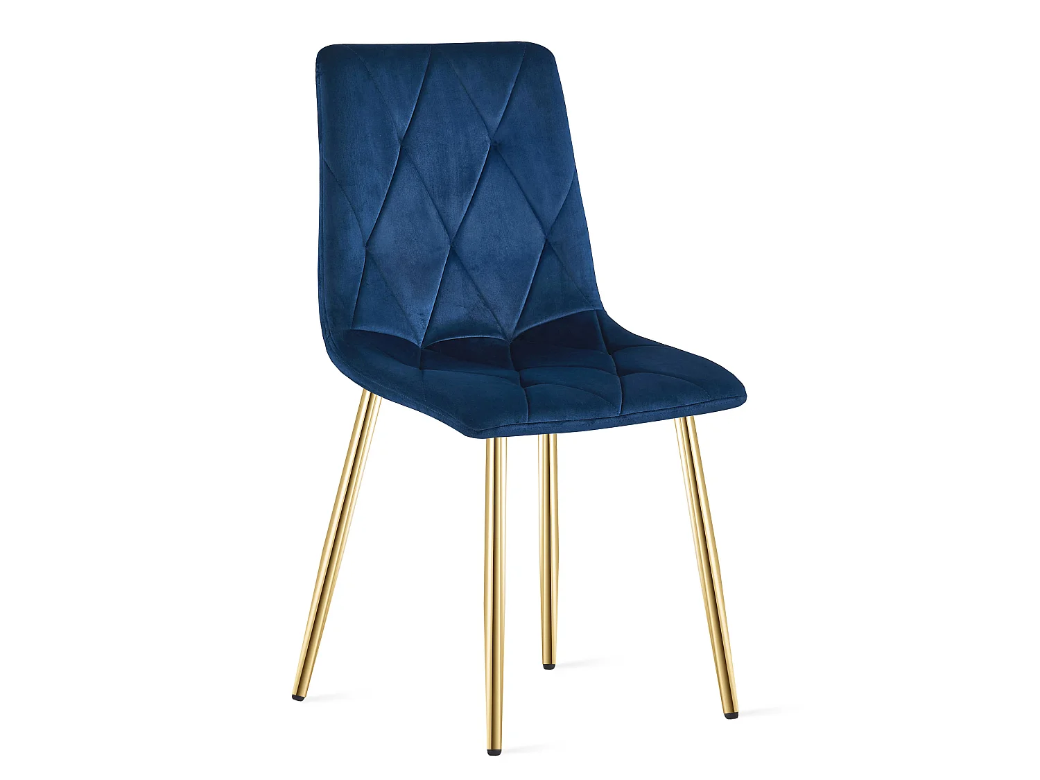 Eetkamerstoel LIBRA fluweel donkerblauw gouden poten 4x 45x54x86,5 cm