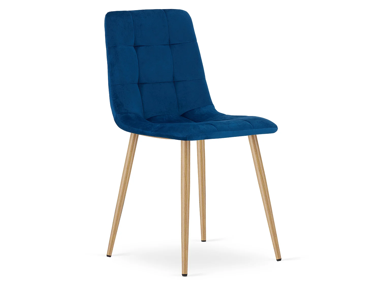 Chaise de salle à manger et cuisine KARA velours bleu marine pieds effet bois 44,5x50,5x87 cm