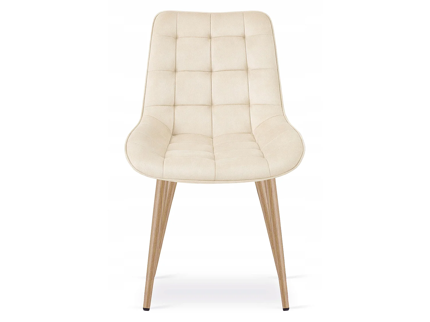 Chaise de salle à manger et cuisine BERA en velours beige clair, pieds chêne x4 88x54x60 cm