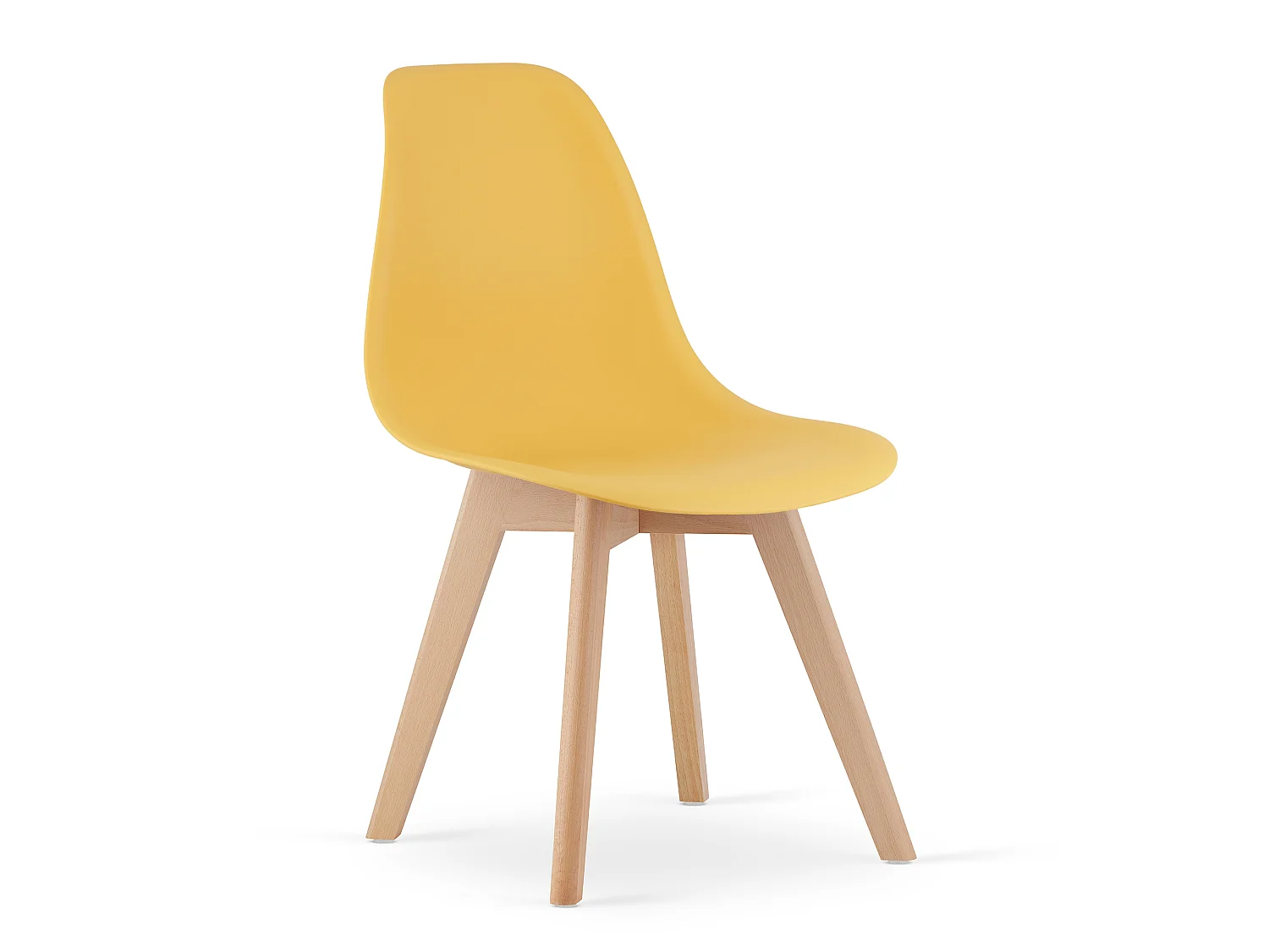 Eetkamerstoel KITO ergonomisch polypropyleen mosterdkleur beukenhout 80x46x54,5 cm