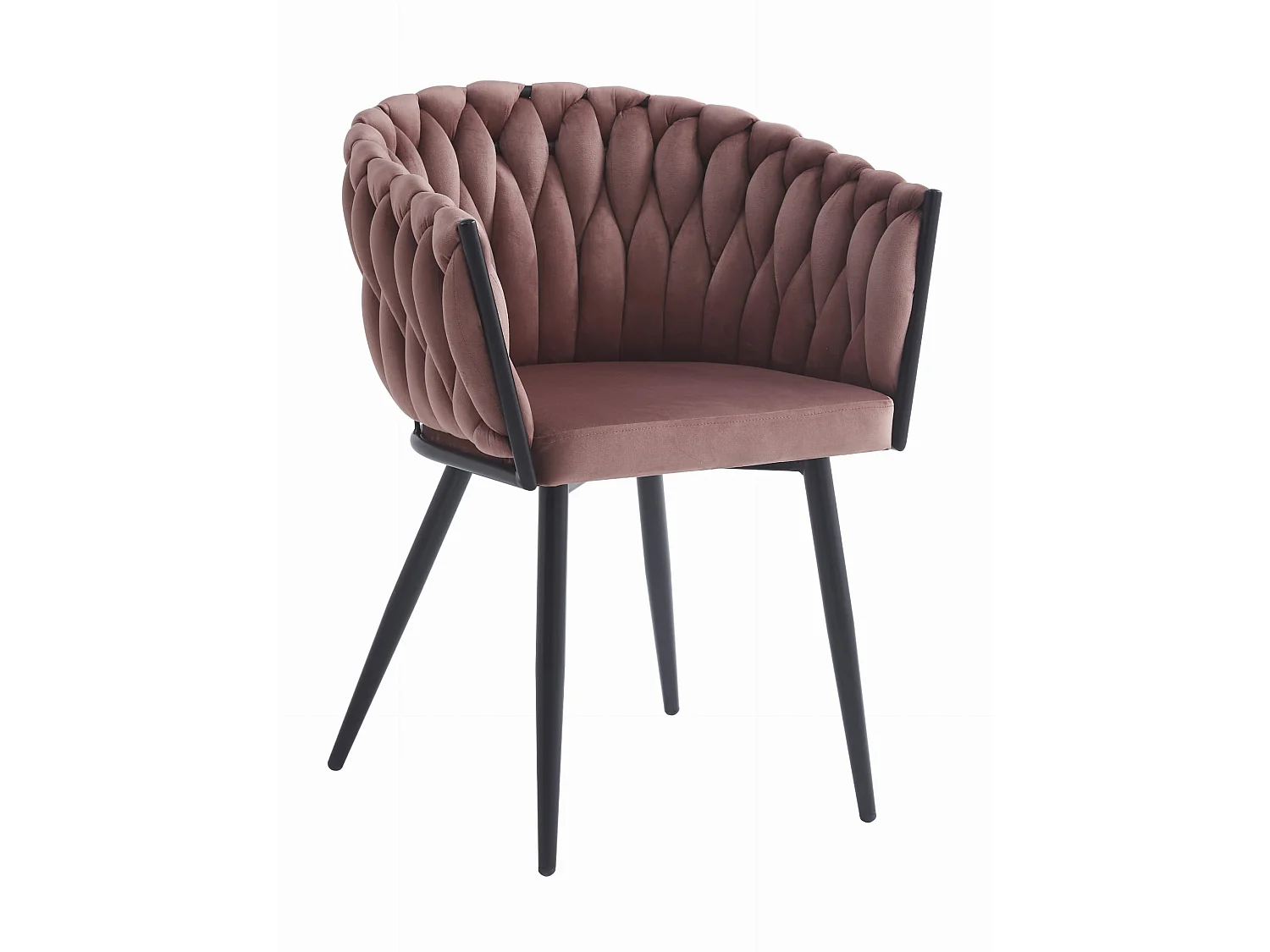 Chaise de salle à manger ORION en velours rose foncé pieds noirs 2x 79 cm