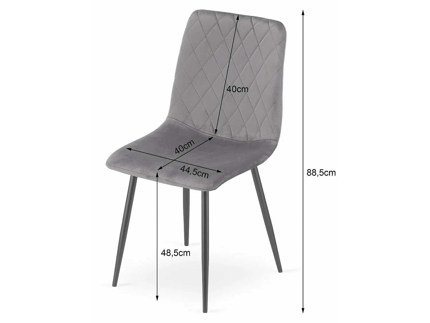 Eetkamerstoel TURIN ergonomisch fluweel donkerblauw 88,5x44,5x53 cm