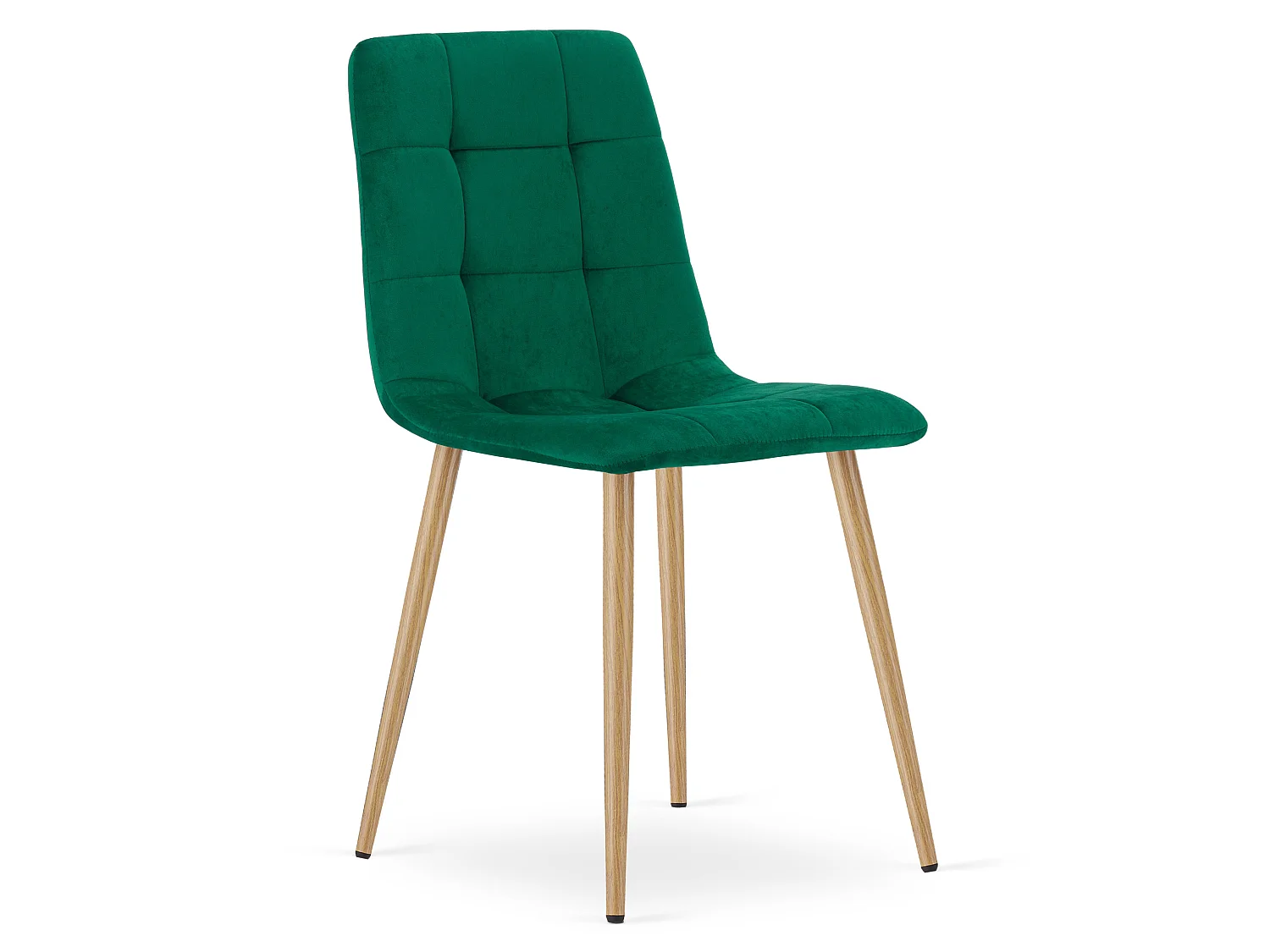 Chaise de salle à manger et cuisine KARA velours vert foncé pieds effet bois x 2