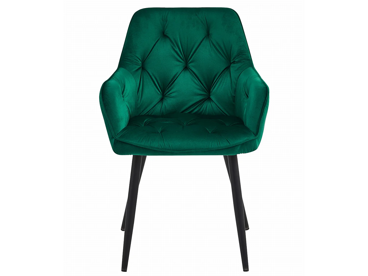 Chaise de salle à manger et cuisine JORK en velours vert foncé, pieds noirs 56x62x83,5 cm