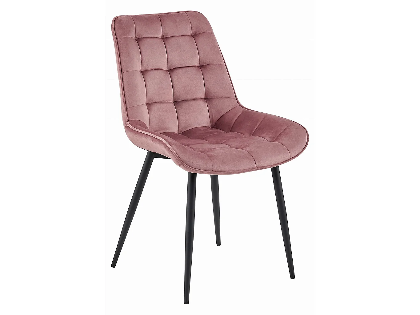 Chaise de salle à manger et cuisine BERA en velours rose foncé, pieds noirs x 4